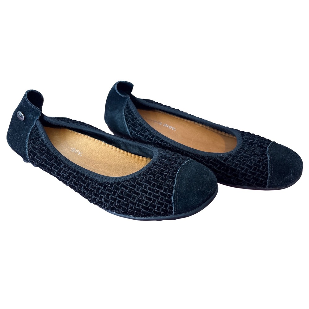 bernie mev. Women's Black Woven Suede Ballet Flats Comfort Slip On Size 41/US10